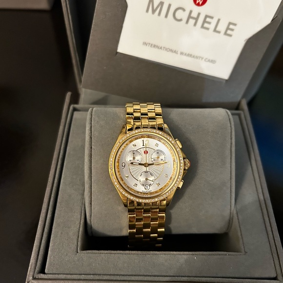 Michele Serein Chronograph Gold and Diamond watch - Picture 9 of 11